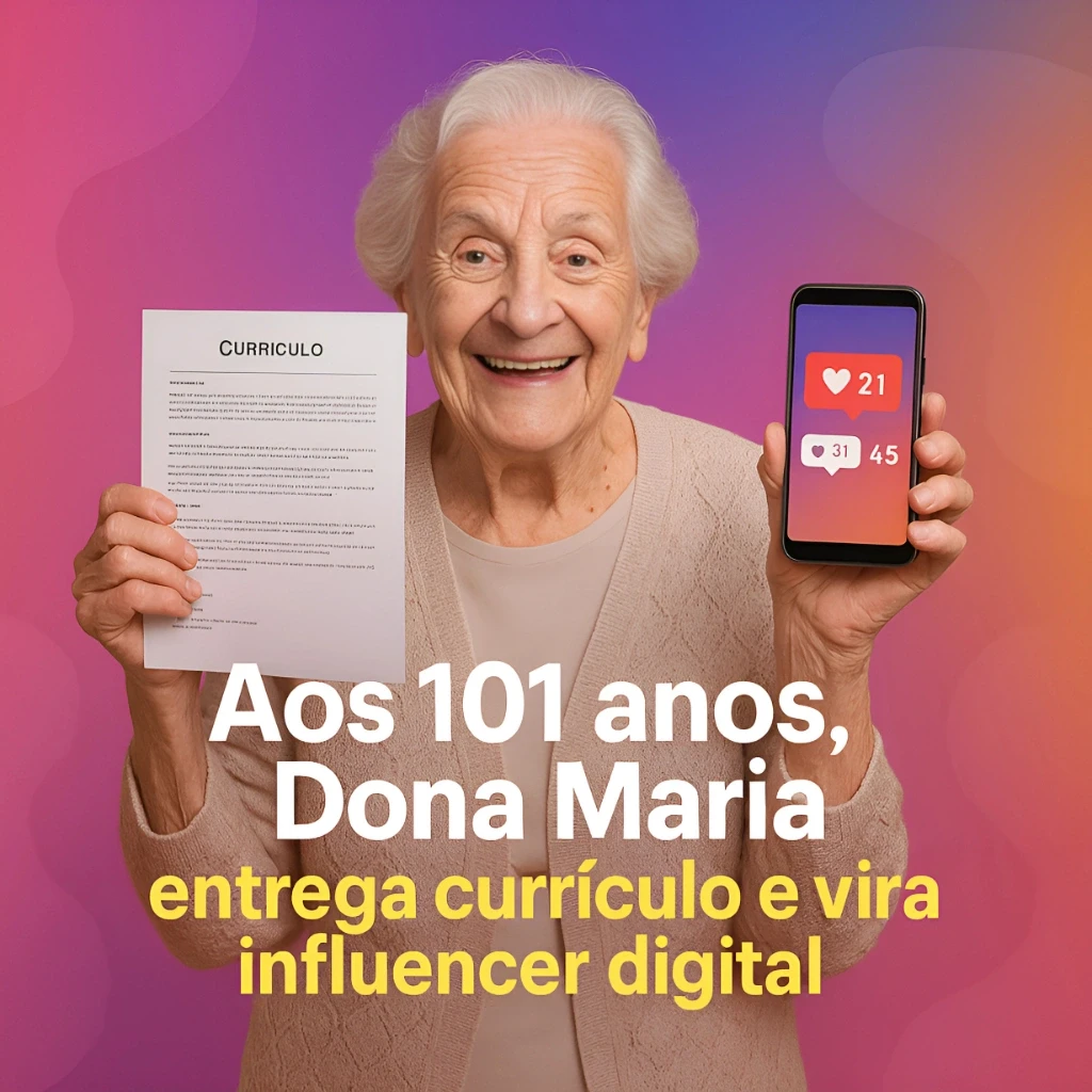 Aos 101 anos, Dona Maria entrega currículo e vira influencer digital